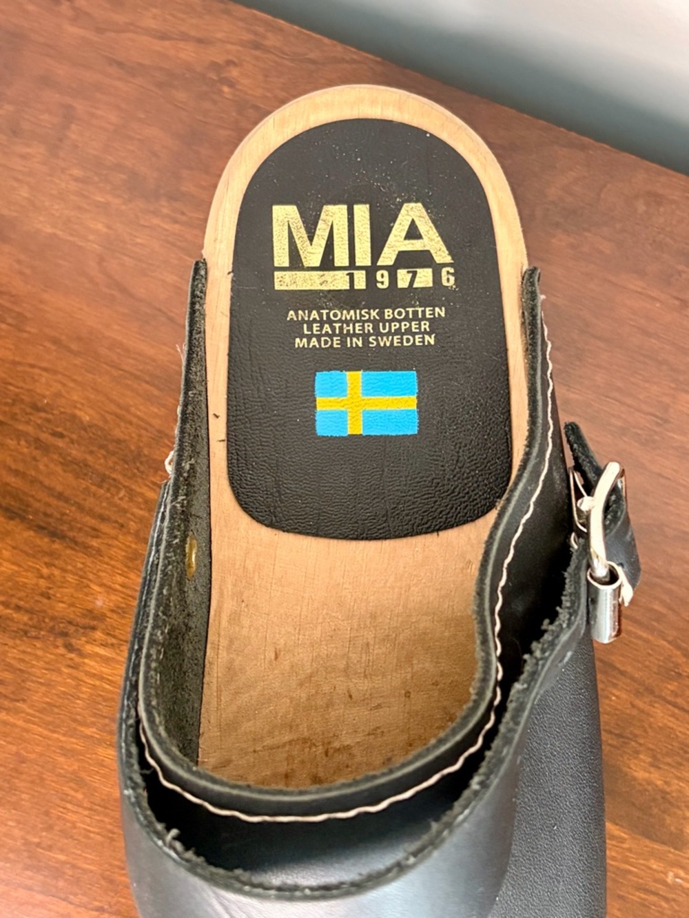 MIA Black Leather Clogs with Natural Wood Sole 39 - Picture 8 of 8